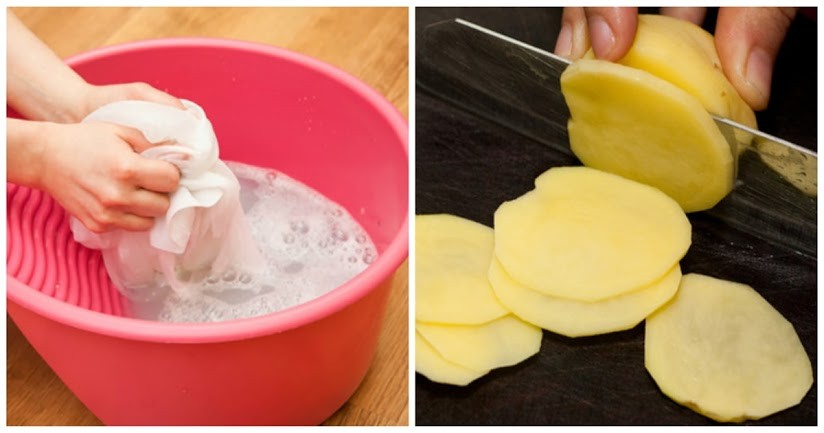 Cách tẩy áo trắng dính màu bằng khoai tây
